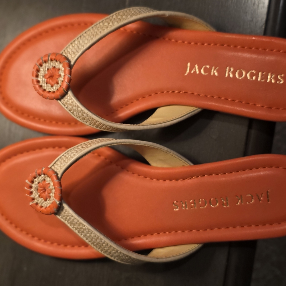 Jack Rogers Coral And Tan Sandals